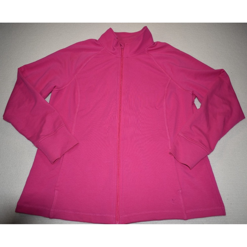 Danskin Now Woman's Hot Pink Jacket XLarge Full Zip Pockets Lightweight Stretch